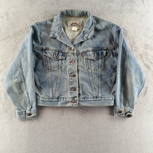 Vintage Levis Trucker Jacket Mens Small Blue Light Wash Denim Jean Coat USA